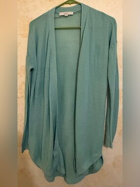 LOFT Open-Front Cardigan Sweater in Spring Green